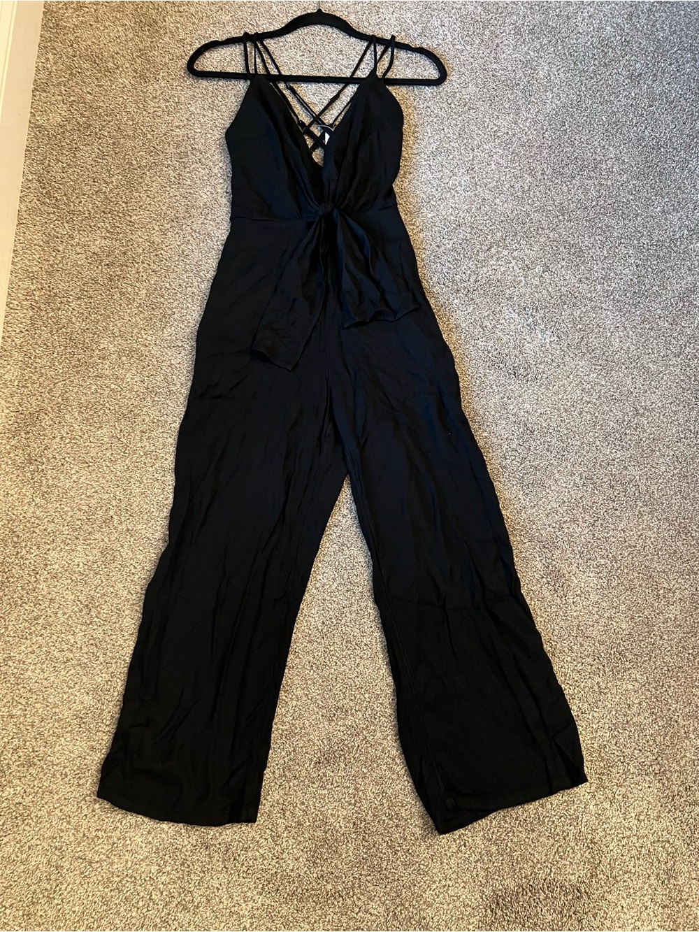 Abercrombie & Fitch Black Strappy V-Neck Tie-Waist Jumpsuit